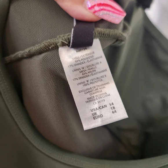 Yummie Shapewear One Piece Swimsuit 1 Pc Swim Bathing Suit Green Size 14 Shaping - Picture 7 of 8